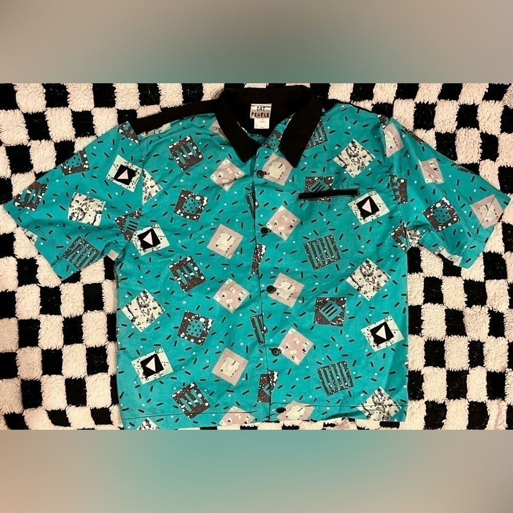 Cat People Retro Button Up Shirt